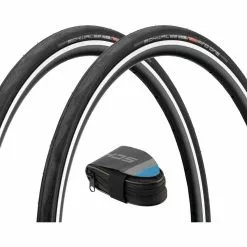 Schwalbe Set 2 Pneus Souples Pro One Evolution 28" + Sacoche De Selle Route