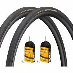 Continental Set 2 Pneus Souples Ultra Sport III 28" + Chambres à Air Race Wide 28